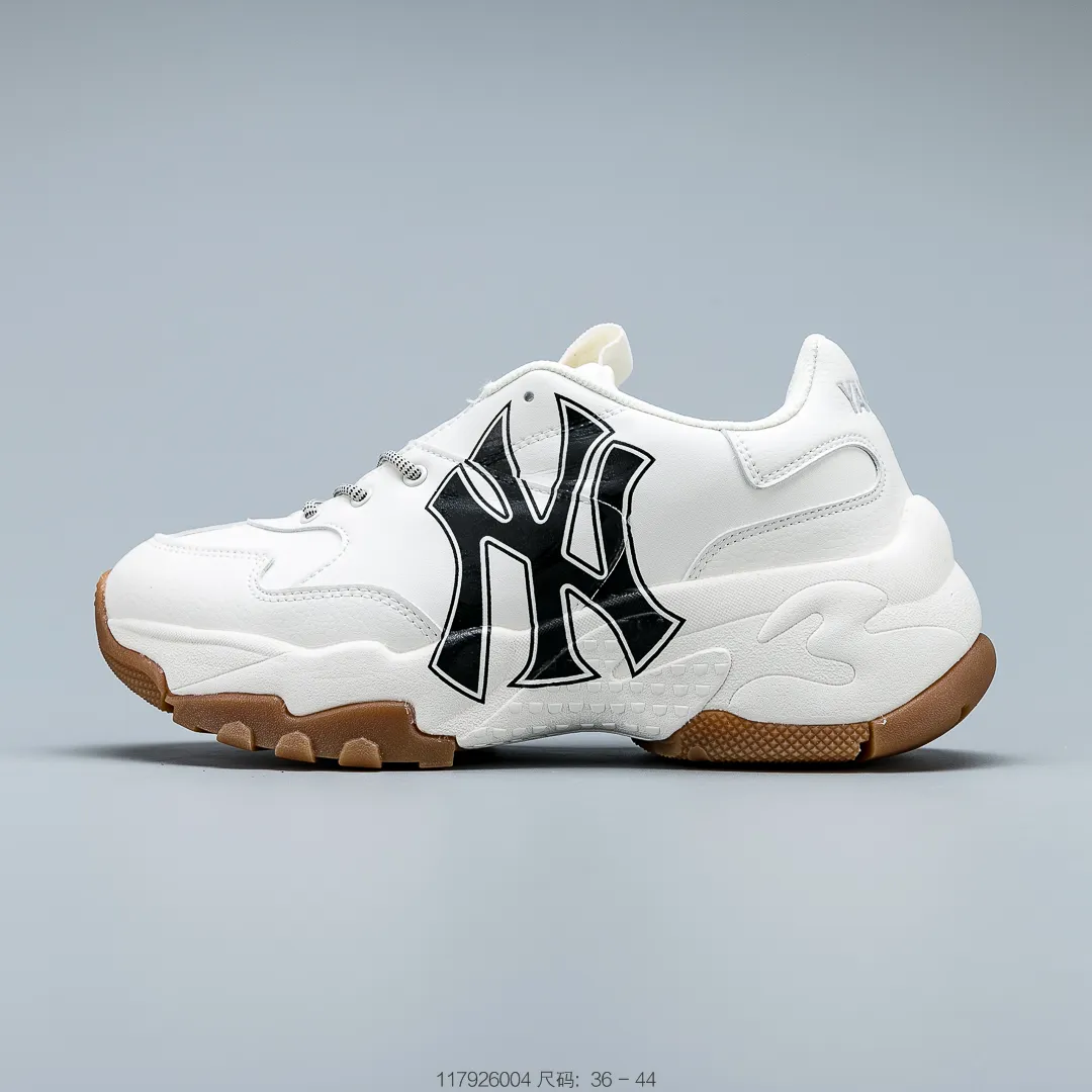 💰660 Brand new independently developed 6cm thickness combination abrasive outsole Korea SS19 limited sale NY American Rugby Yankees limited x MLB Big Ball Chunky A Running thick sole casual sports jogging shoes #117926004